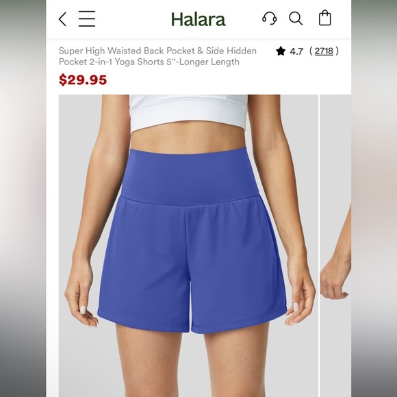 Halara Super High Waisted Back Pocket & Side Hidden Pocket Yoga Shorts| NEW/NWOT - Picture 6 of 11